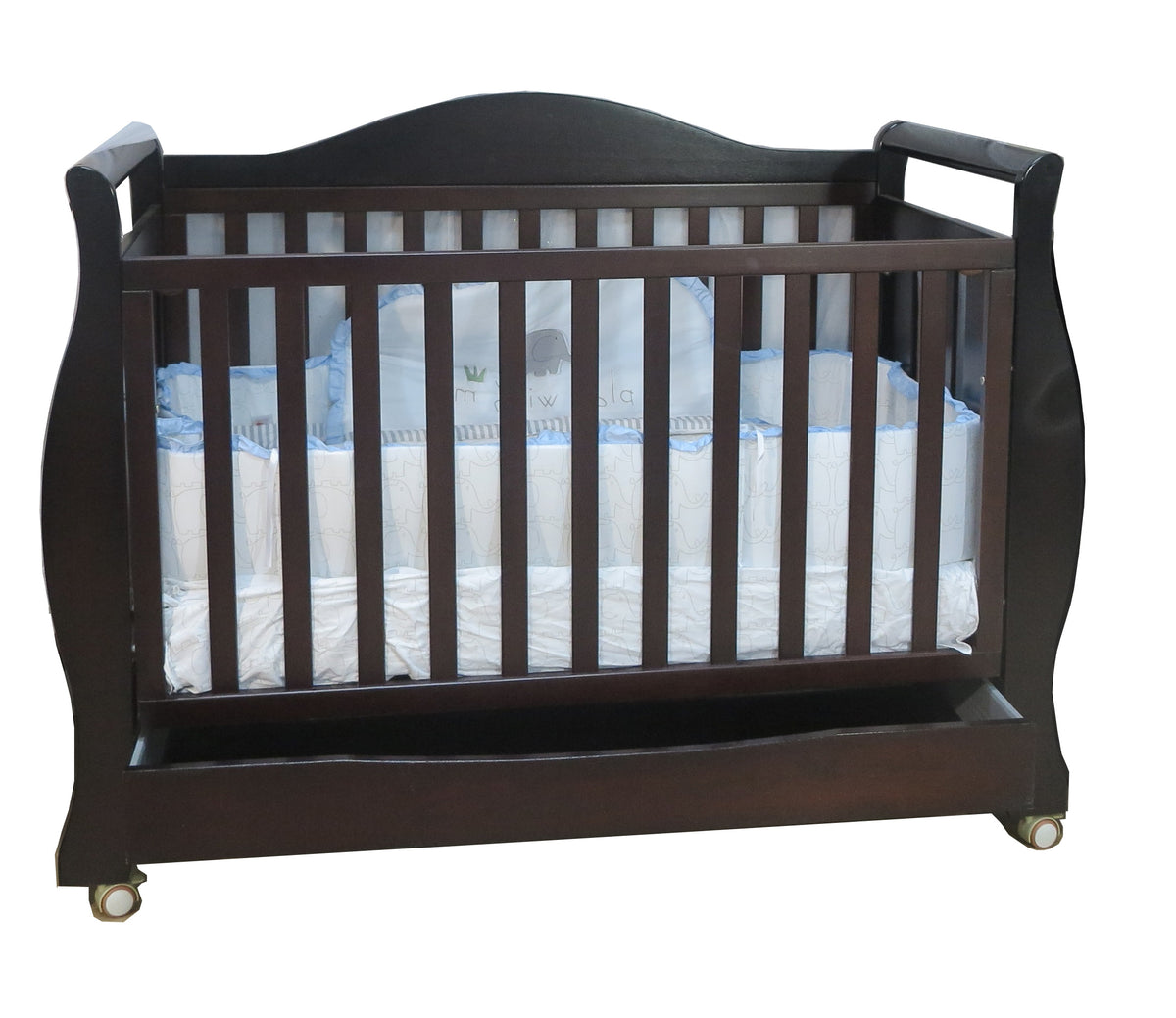 Babyworth Royal Sleigh Cot  with Drawer and Mattress - Babyworth