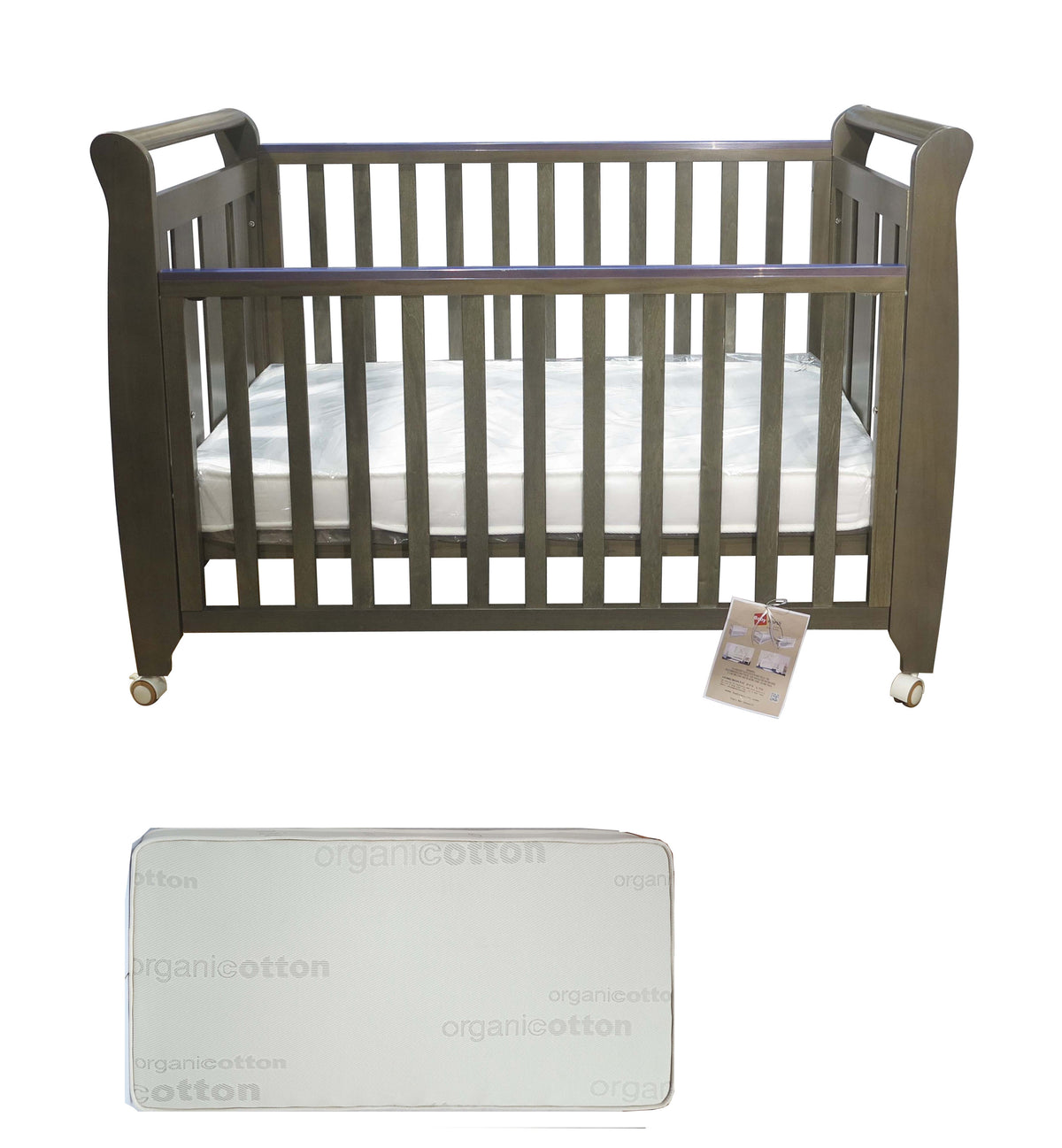 Babyworth Urban Sleigh Cot Optioned With Mattress - Babyworth