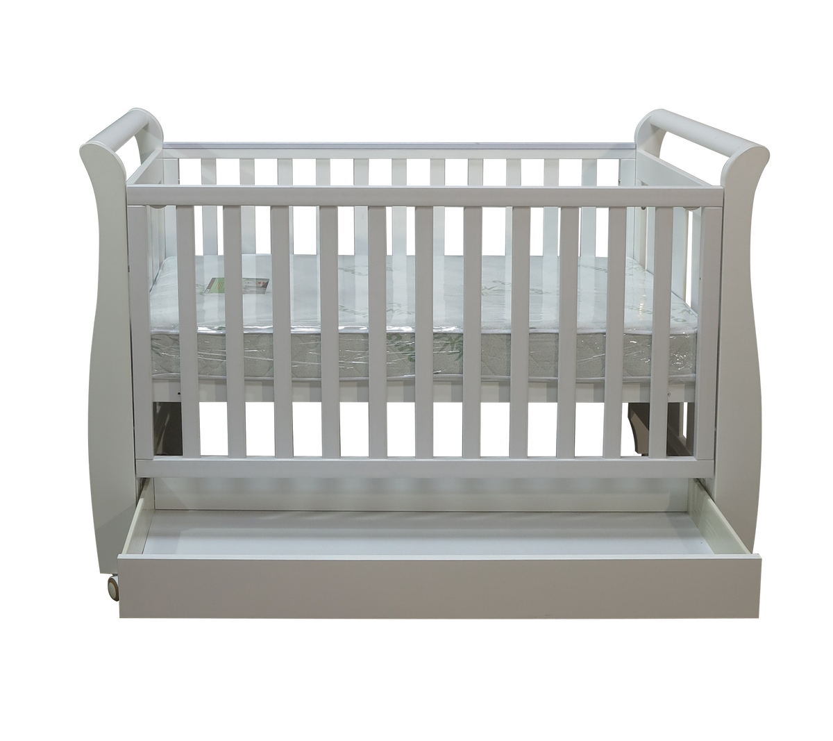Babyworth Urban Sleigh Cot With Drawer+Chest +Change Table+Optioned With Mattress - Babyworth