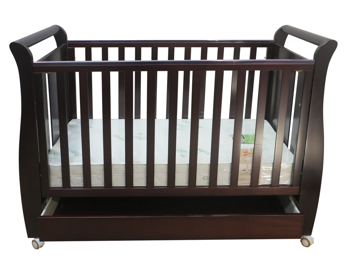Babyworth Urban Sleigh Cot With Drawer+Chest +Change Table+Optioned With Mattress - Babyworth