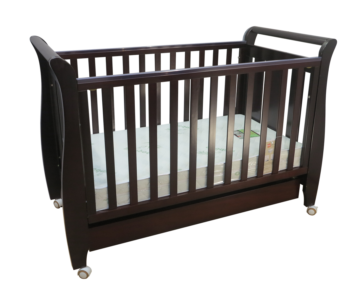 Babyworth Urban Sleigh Cot with Drawer & Mattress - Babyworth