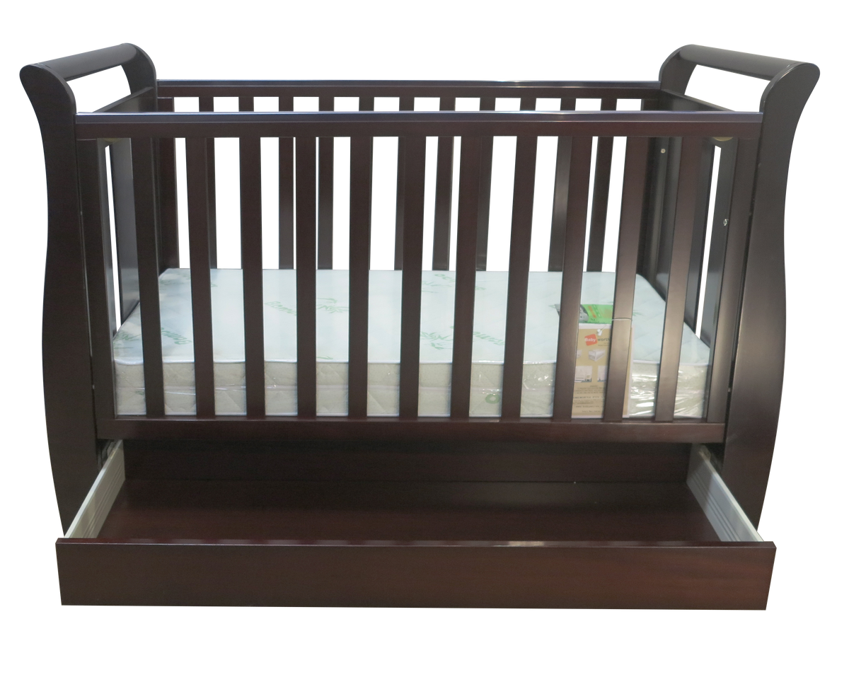 Babyworth Urban Sleigh Cot With Drawer+Chest +Change Table+Optioned With Mattress - Babyworth