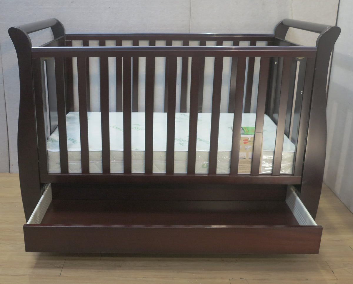 Babyworth  B4+DR Urban Sleigh Cot with Drawer & Mattress - Babyworth