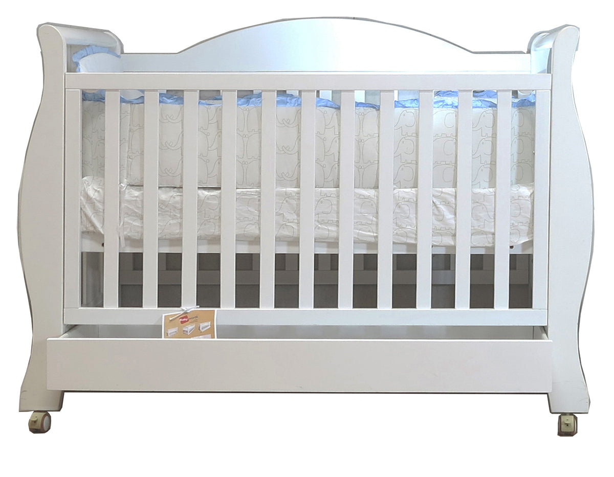 Babyworth Royal Sleigh Cot with Drawer & Change Table & Chest & Robe & Net With Stand &Mother's Choice Car Seat & Luxi Pram Option With Mattress - Babyworth