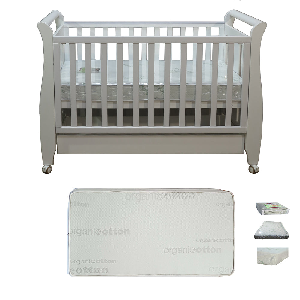 Babyworth Urban Sleigh Cot with Drawer & Mattress - Babyworth