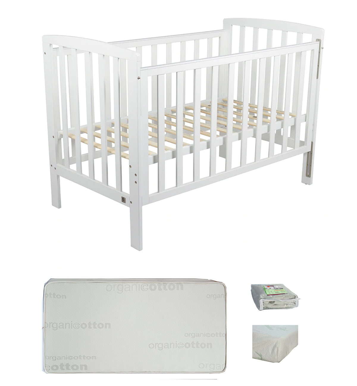 Childcare  Bristol Cot +Mattress Package White - Babyworth