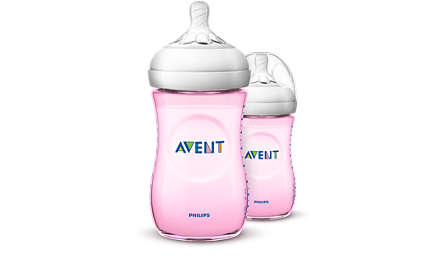 Philips Avent Natural baby bottle 260ml pink 2pk SCF034/27 - Babyworth