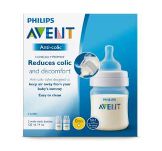Avent Philips Avent Anti-Colic Baby Bottles, 125ml, 2 Pack, SCF810/27 - Babyworth