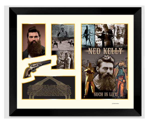 Limited Edition NED KELLY BLACK BOARDER Artworks for Print/Poster, Framed Print, Stretched Canvas, Stretched Canvas With Float Frame - Babyworth