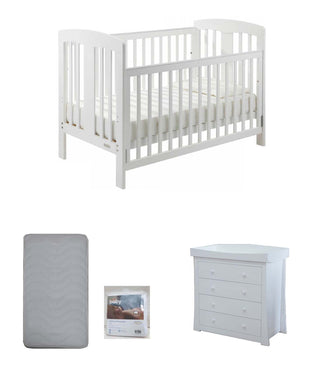Grotime   Pearl 4-in-1 cot  Baby Bed with Mattress and  Chest White Package - Babyworth