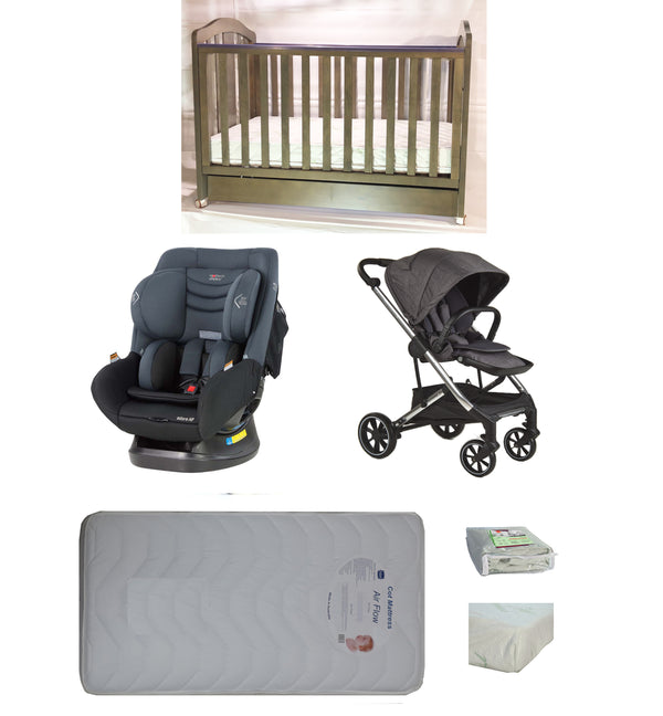 Babyworth Classic Cot With Drawer+Luxi Pram+Mother's Choice Adore Car Seat+Mattress Package - Babyworth