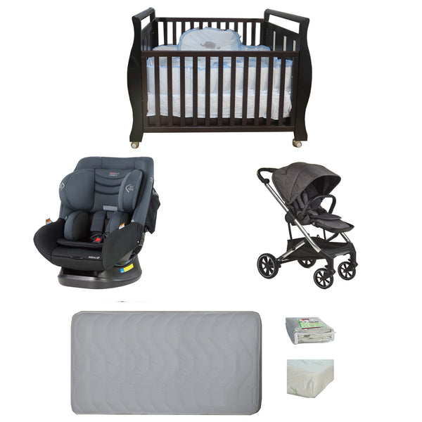 Babyworth Sleigh Cot+Mattress+Mother's Choice Adore Car Seat+Luxi Pram Deal - Babyworth