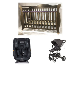 Babyworth Imperial Sleigh Cot With Drawer+Maxi Cosi Vita Car Seat+Luxi Pram Package