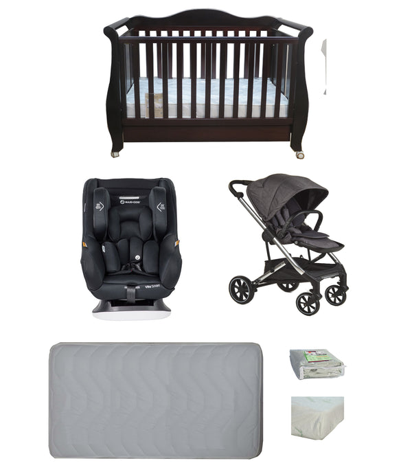 Babyworth Imperial Sleigh Cot With Drawer+Maxi Cosi Vita Car Seat+Luxi Pram Package - Babyworth