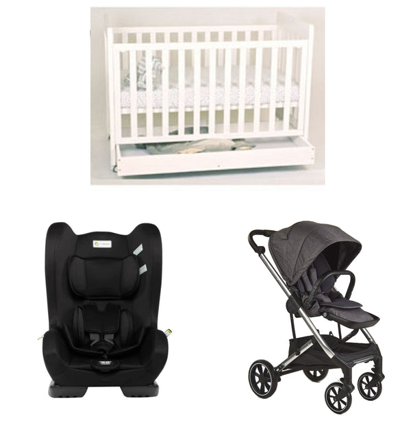 The Babyworth 1000 Package: Classic Cot (With Drawer), Mattress, Car Seat and Pram - Babyworth