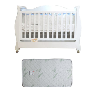 Babyworth Royal Sleigh Cot  with Drawer and Mattress - Babyworth