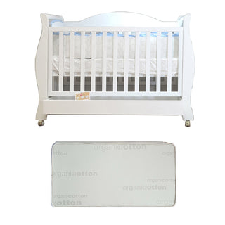 Babyworth Royal Sleigh Cot  with Drawer and Mattress - Babyworth