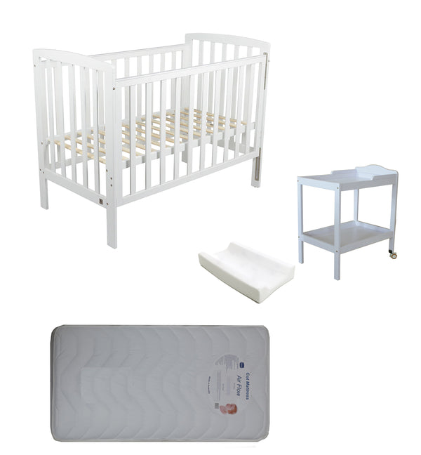 Childcare  Bristol Cot With Mattress and Change Table with Pad Package - Babyworth