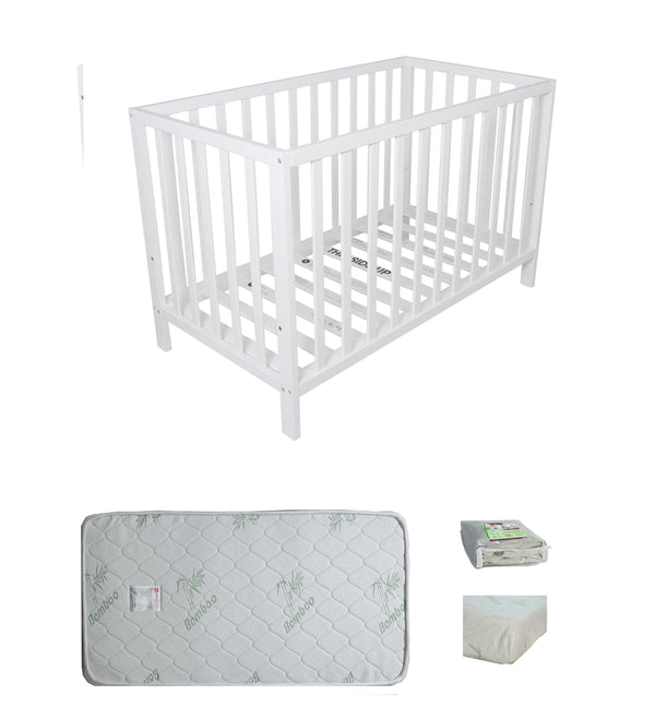 Childcare Cot +Mattress Package White - Babyworth